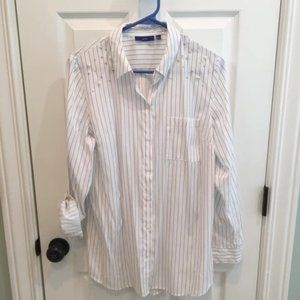 Apt. 9 Dress Shirt with Pearls and Silver Beads